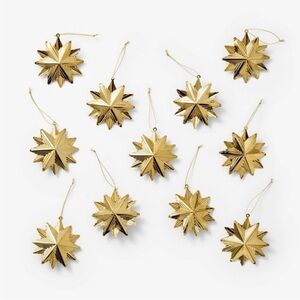 Threshold Studio McGee Set of 11 Hammered Gold Metal Star Christmas Ornaments